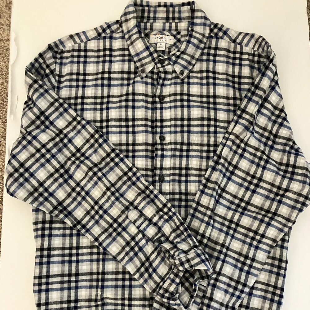CLUB ROOM MEN'S LIGHT WEIGHT FLANNEL LONG SLEEVE SLIM FIT SHIRT